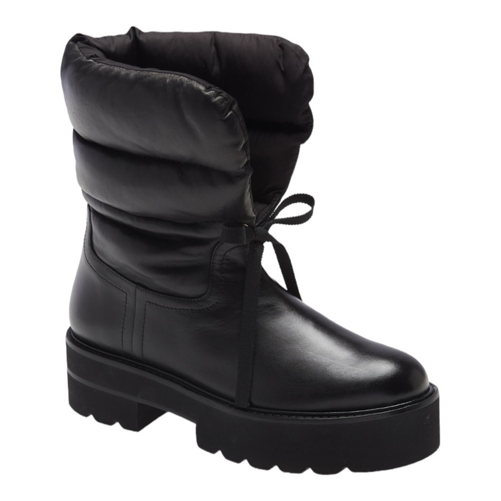 Stuart Weitzman Black Puffer Leather Winter Boot